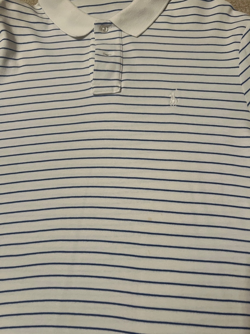 Polo by Ralph Lauren White Polo with Royal Blue Stripes, Men’s Large - Picture 2 of 7